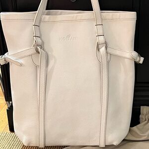 White Leather Hogan North/South Tote